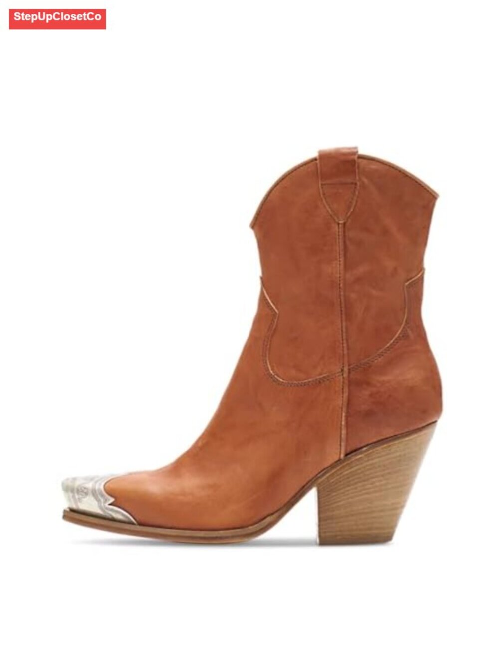 Women's Cowgirl Snip Toe Ankle Boots Stacked Block Heel Side Zip Western Booties